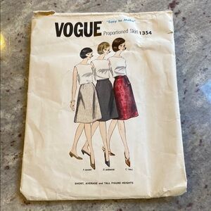 Vintage 1960s Vogue Proportioned Skirt Pattern